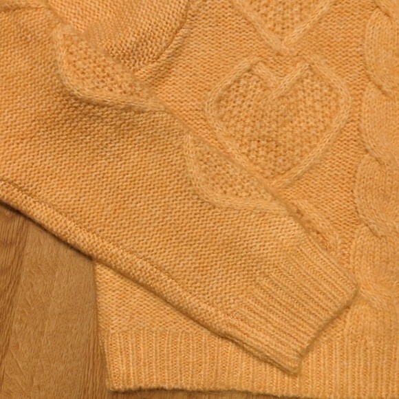 Missguided Cardigan Sweater Womens Size 6/8 Cable Knit Heart Yellow Orange - Picture 6 of 7